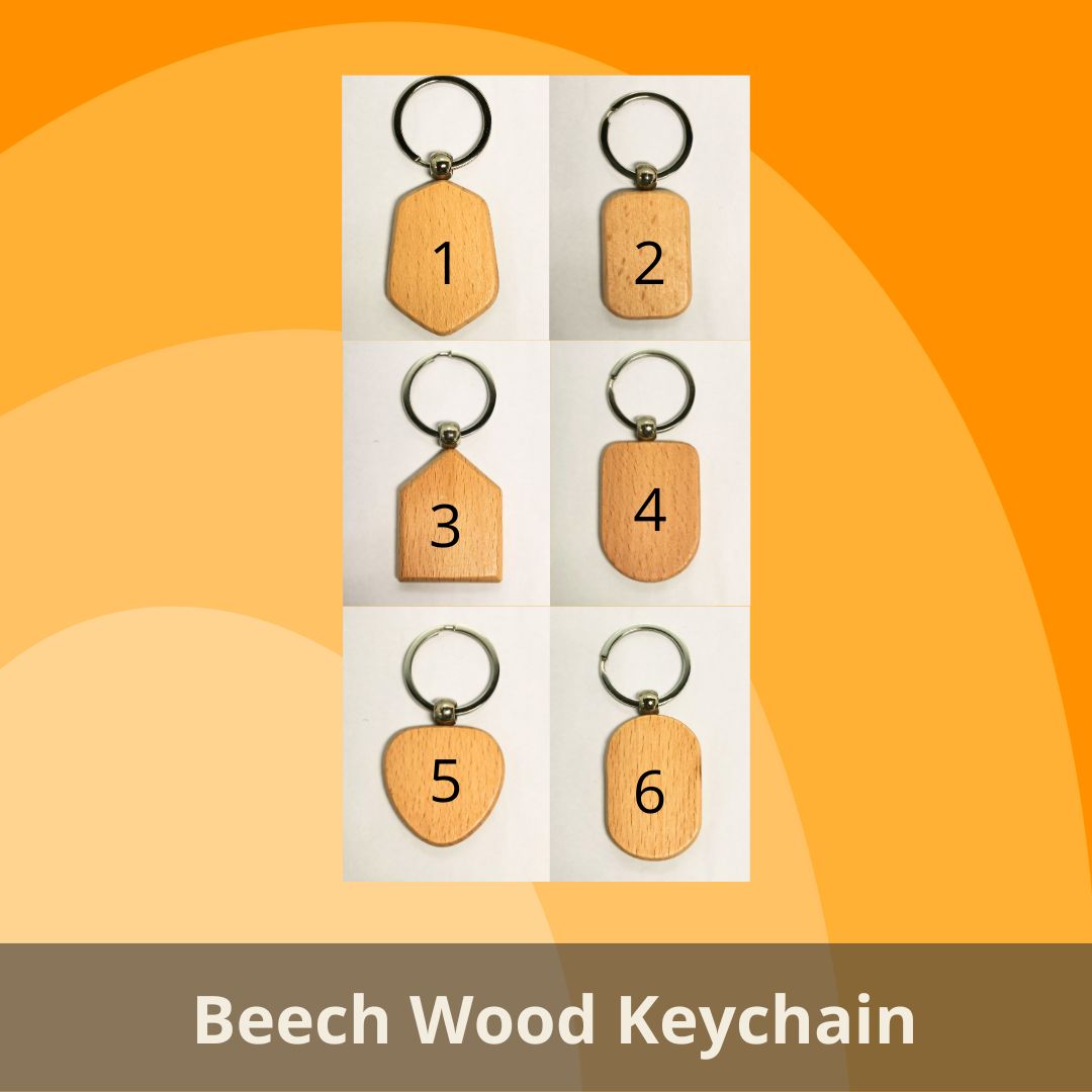 Plain Beech Wood Keychain (no printing) | 空白櫸木鎖匙扣(不包括印刷)