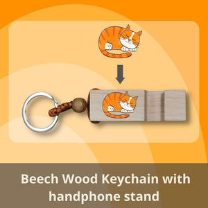 Customized Wooden Keychain Phone Stand | 定制榉木鑰匙圈手機支架