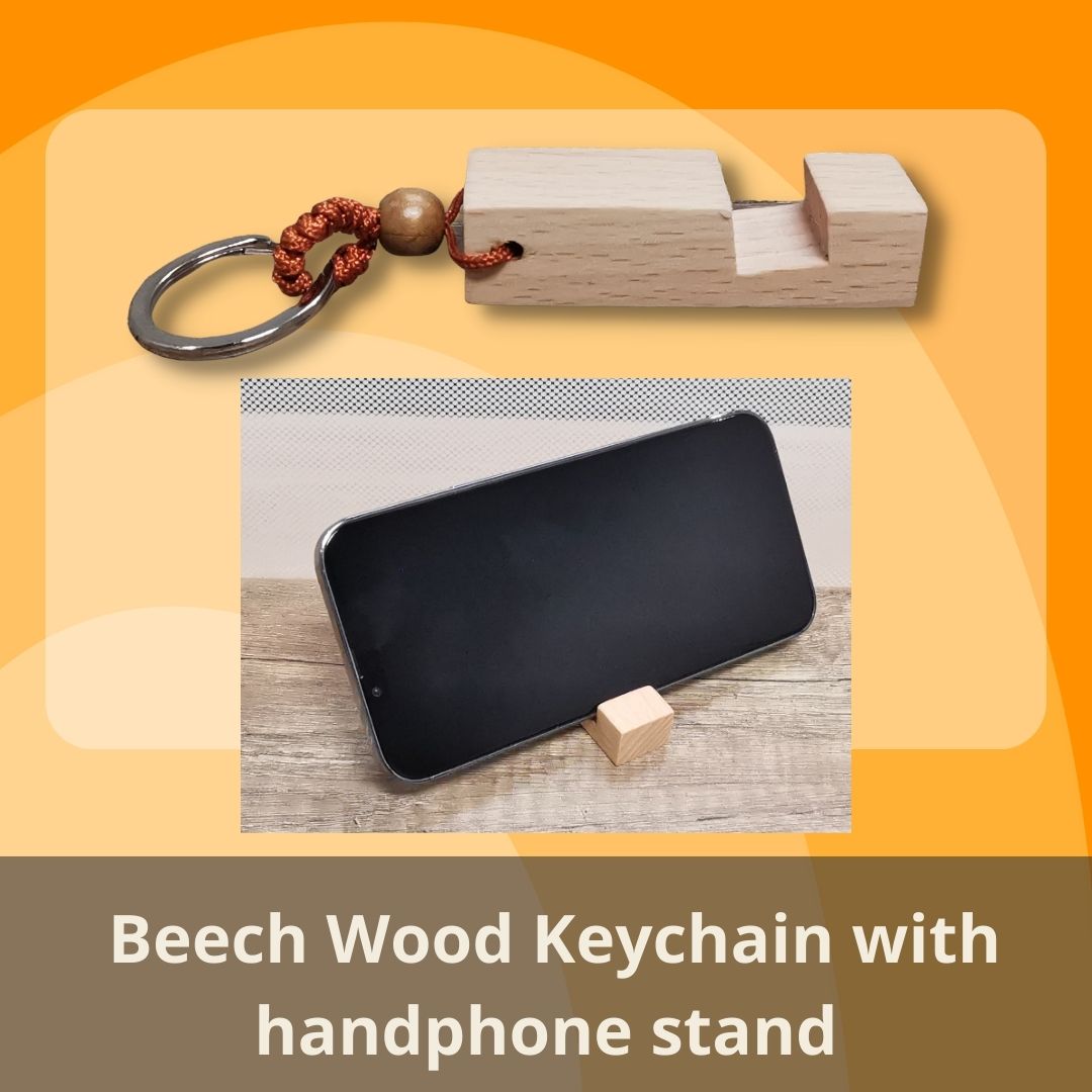 Plain Wooden Keychain Phone Stand (no printing) | 空白榉木鑰匙圈手機支架(不包括印刷)